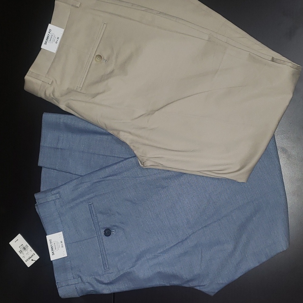 2-NWT Express men's pants 32x30 Innovator skinny fit
